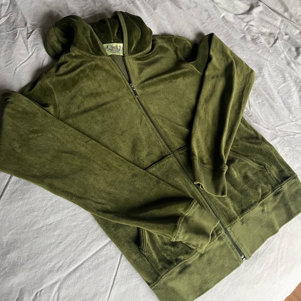 Juicy Couture Olive Green Velour Track Jacket